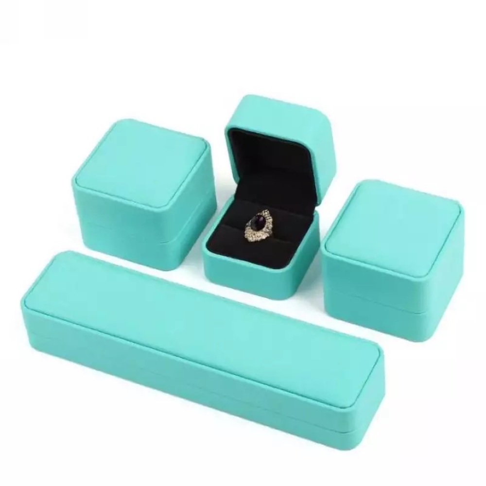 Teal FA Leather Silver Line Diamont Ring Box - Picture 8 of 17